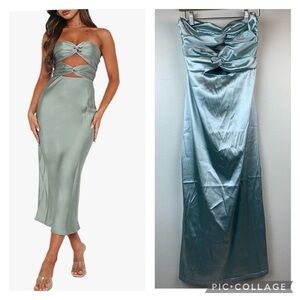 Amazon, lace up backless satin fitted dress formal, wedding, cocktails.